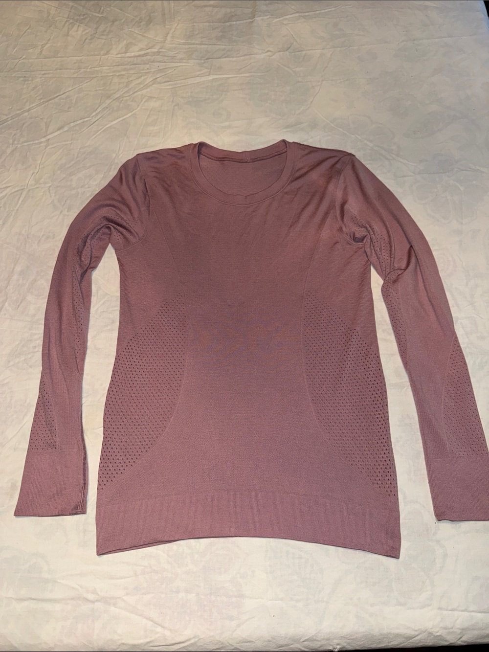 Lululemon Breeze By Long Sleeve Fusion - Pink Taupe (Size 4)